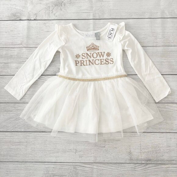 NWT Children’s Place Glitter Snow Princess Tulle Skirted Dress - Picture 1 of 3